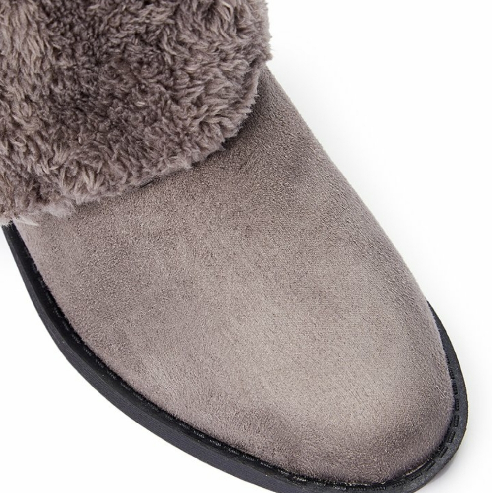 Gray Sherpa Fold-Over Boot Rounded Toe - Picture 5 of 5